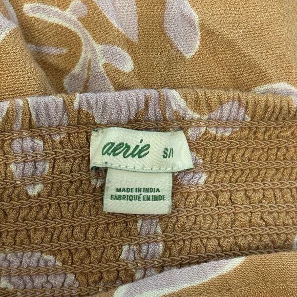 Aerie Pants Womens Small Maroon Floral Pull On Boho Peasant Hippie Festival - Picture 9 of 11